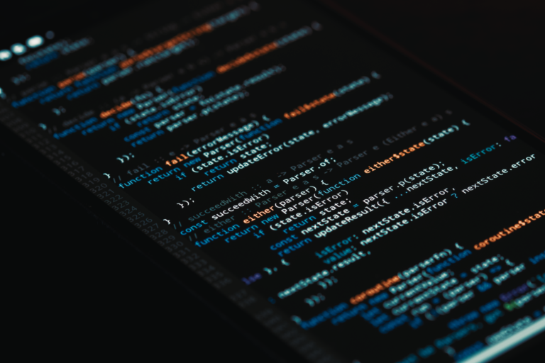 A detailed view of computer programming code on a screen, showcasing software development.